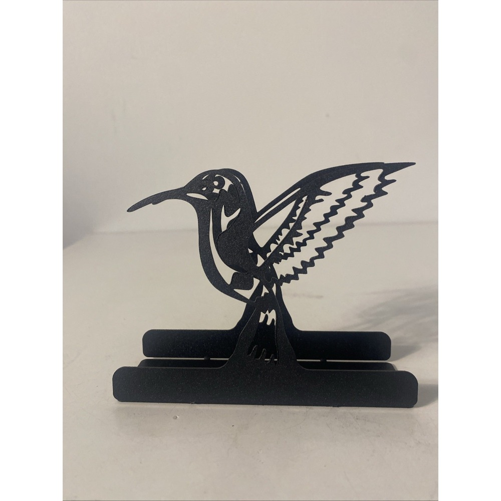 Hummingbird in Flight Napkin Holder Renovatio Metal 5 1/8" L by 4" T Solid Black